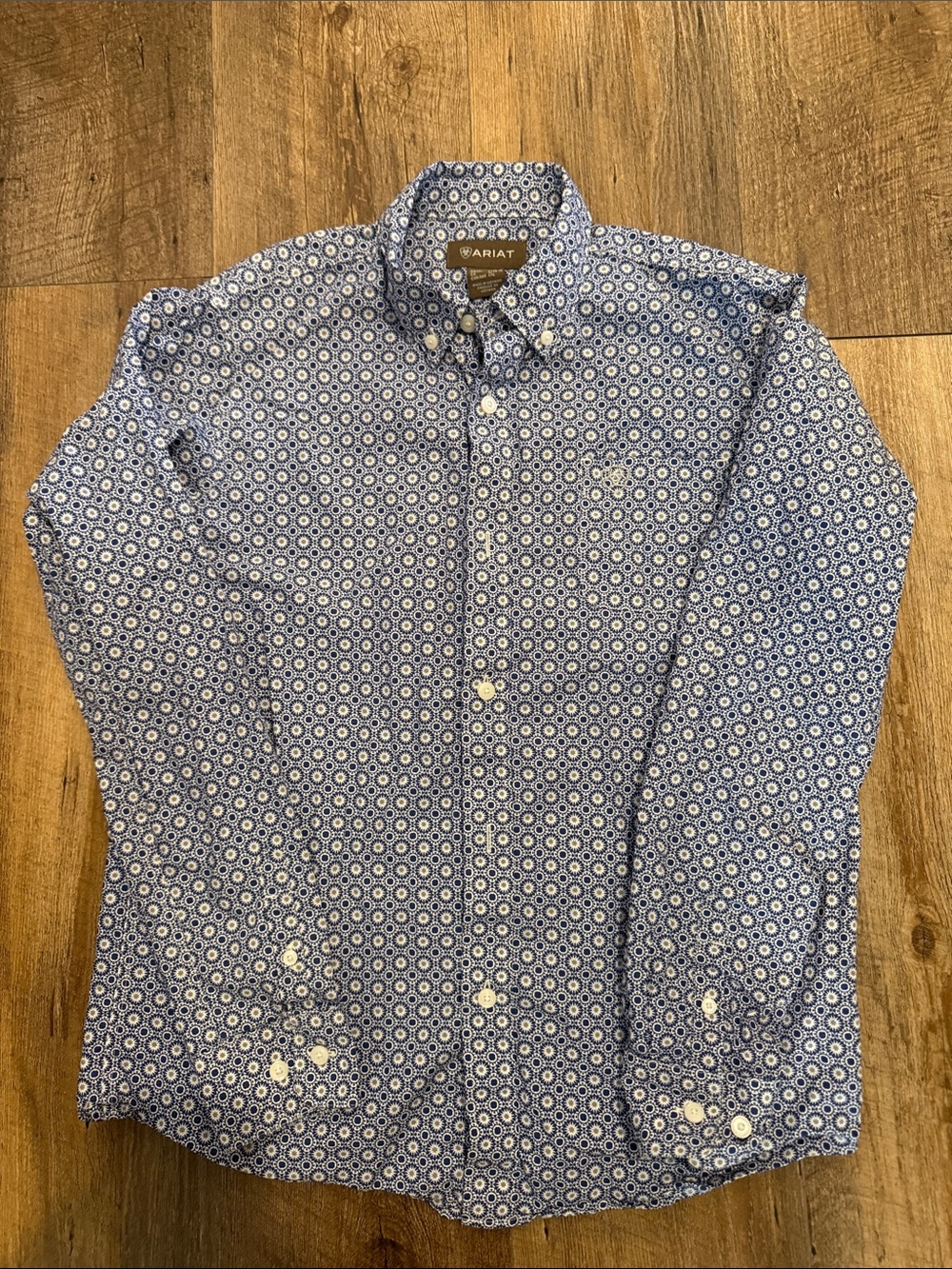 Ariat Boys' Navy & White Geometric Button-Down Shirt